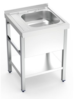 Fregadero c/soporte c/entre. 1C, EI Dimensiones cubeta 60x60x85cm