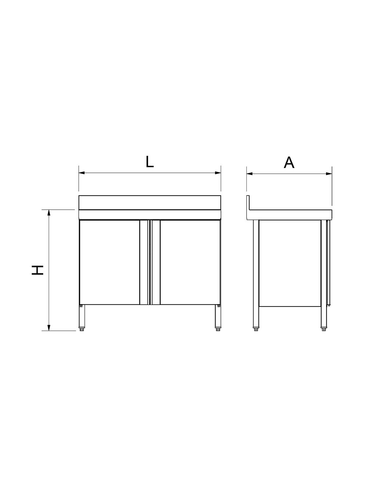 Fregadero c/ptas.abatibles 1C, ED Dimensiones cubeta 60x60x85cm