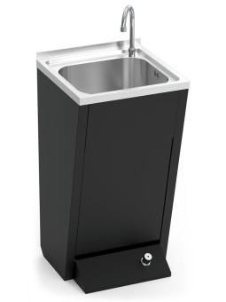 Lavamanos registrable negro c/pedestal un pulsador agua fría y caliente 45x45x85cm