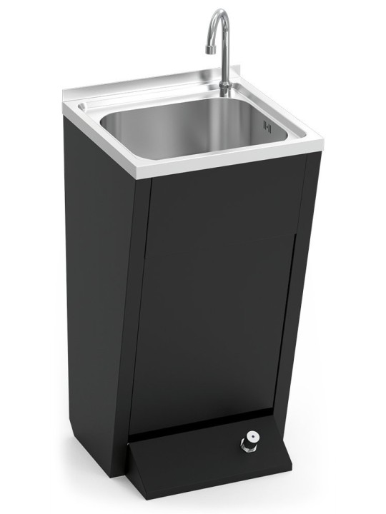 Lavamanos registrable negro c/pedestal un pulsador agua fría y caliente 45x45x85cm