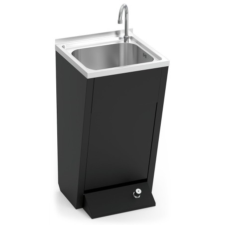 Lavamanos registrable negro c/pedestal un pulsador agua fría y caliente 45x45x85cm