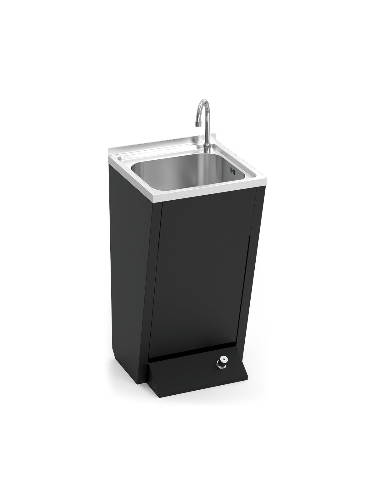Lavamanos registrable negro c/pedestal un pulsador agua fría y caliente 45x45x85cm