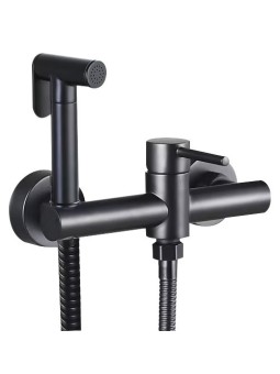Ducha higiénica negra inoxidable monomando para WC modelo Eco Redondo