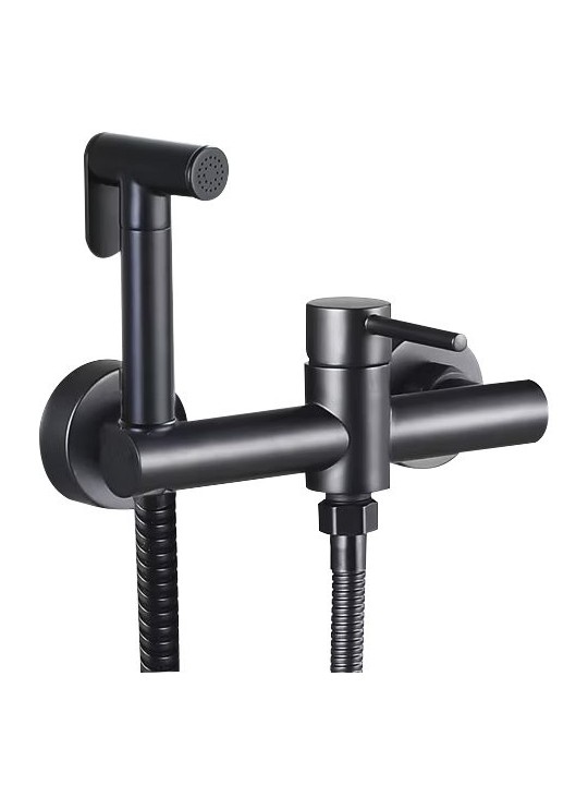 Ducha higiénica negra inoxidable monomando para WC modelo Eco Redondo