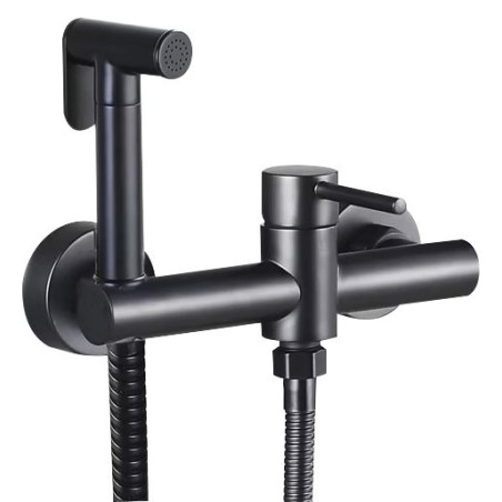 Ducha higiénica negra inoxidable monomando para WC modelo Eco Redondo