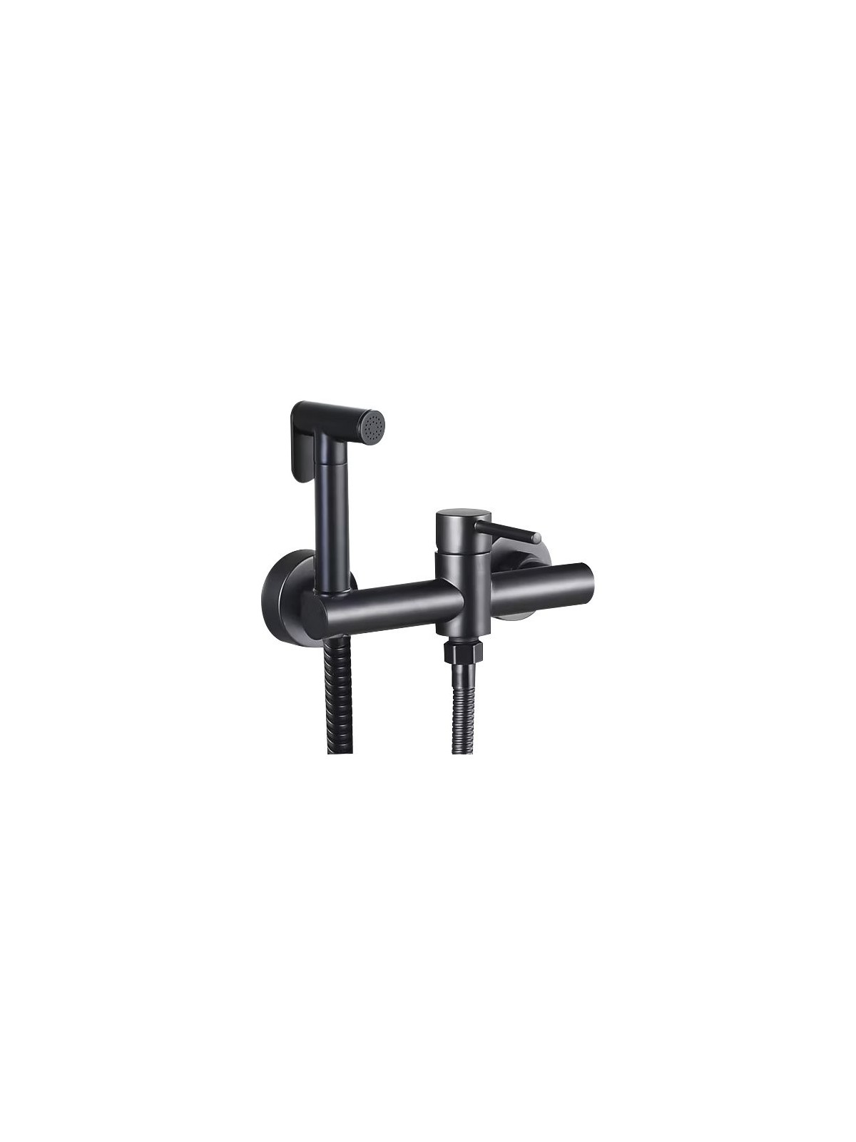 Ducha higiénica negra inoxidable monomando para WC modelo Eco Redondo