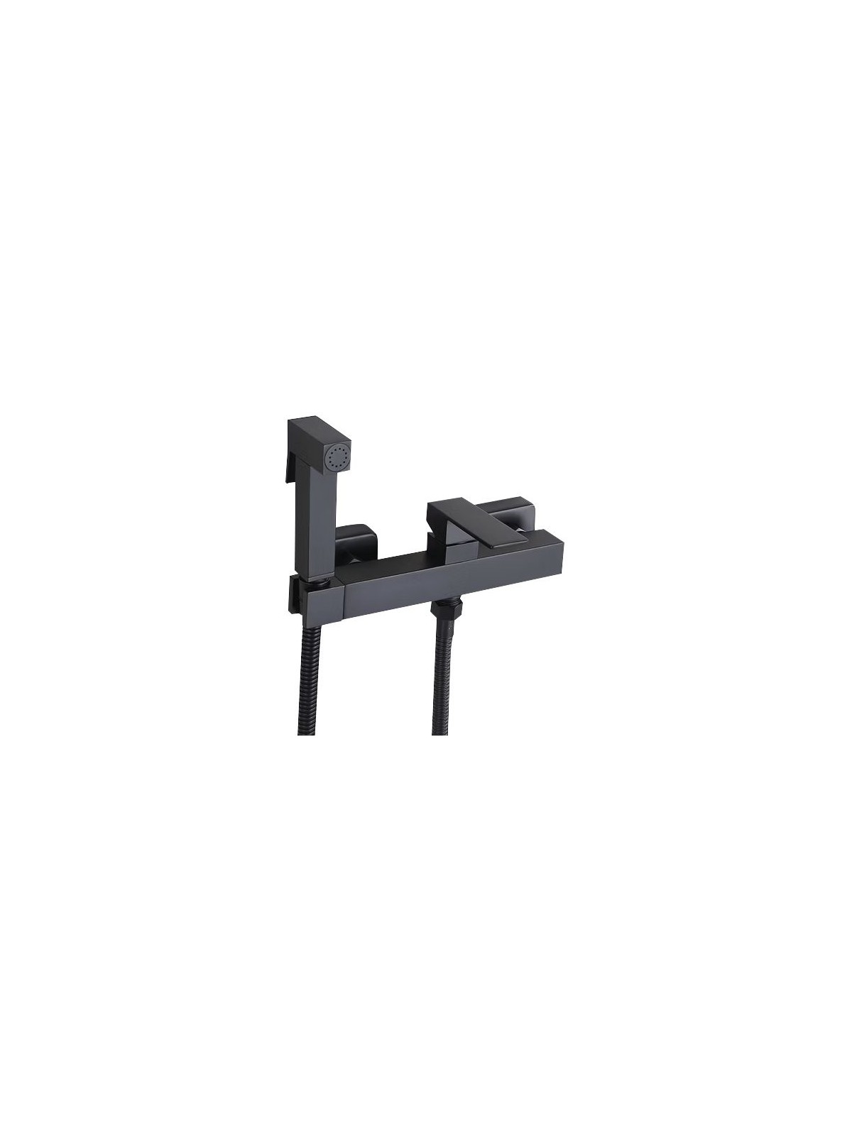 Ducha higiénica negra inoxidable monomando para WC modelo Eco Cuadrado